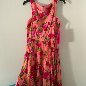 Betsey Johnson Rose Print Flared Sun Dress